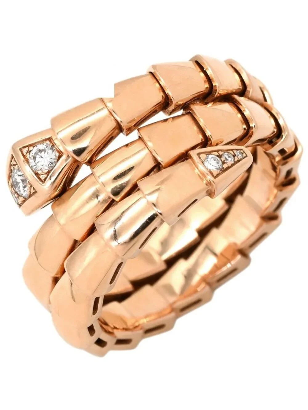 Bvlgari Ring Serpenti Vipa Double Coil Pink Gold L Diamond 18k
